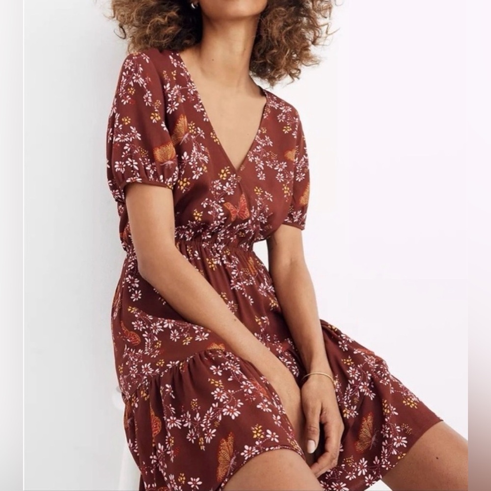 Madewell faux wrap ruffle floral dress, size 4